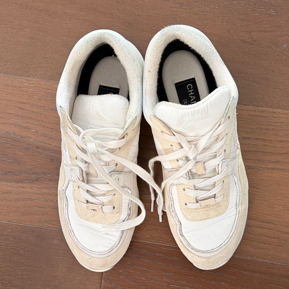 CHANEL Shoes - CHANEL Ivory and Beige Sneakers